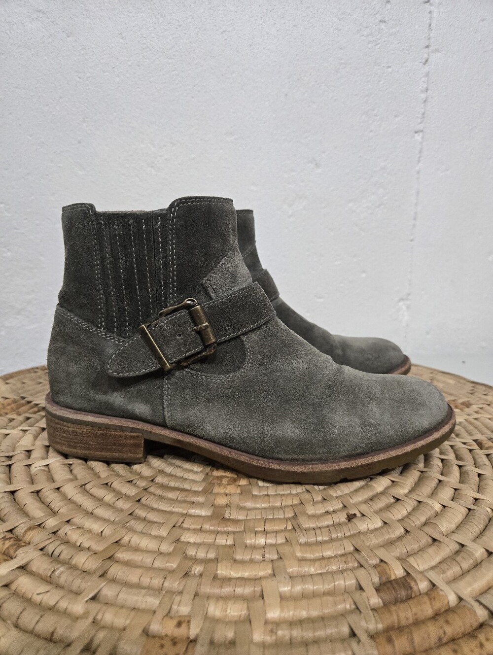 Sofft Sage Green Western Ankle Boots